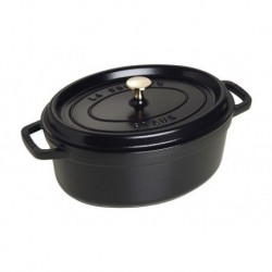 Ovale Cocotte 31 cm schwarz aus Gusseisen