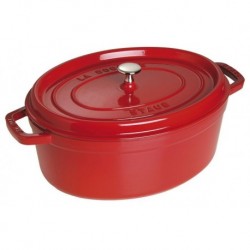 Ovale Cocotte 31 cm rot aus Gusseisen