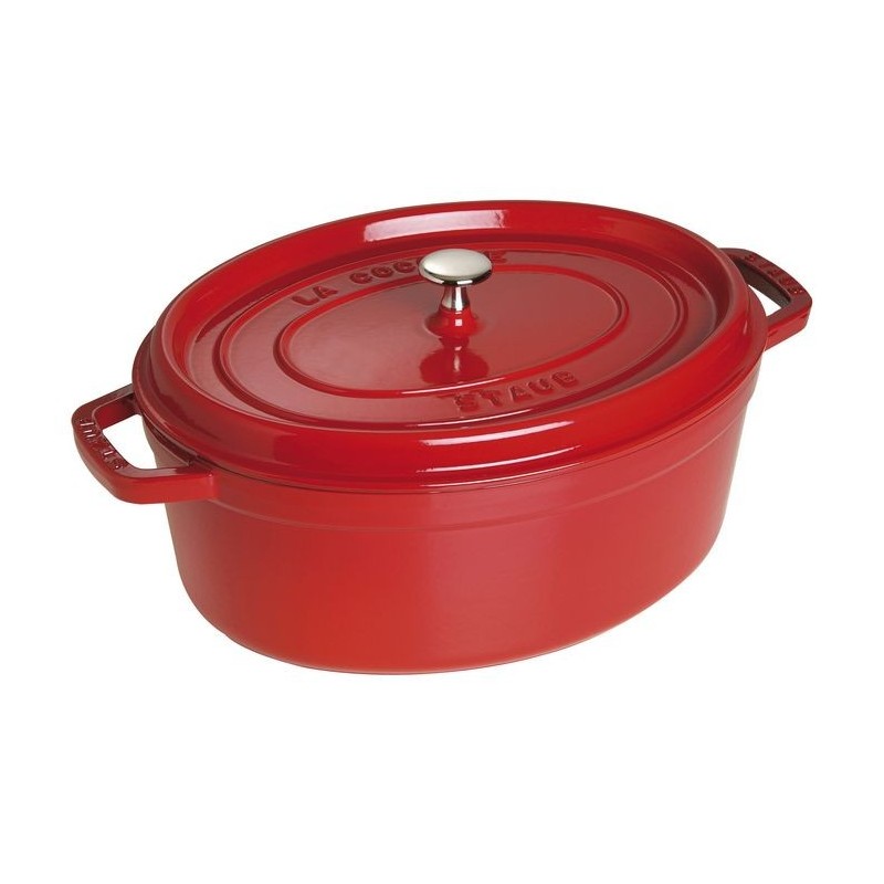 Ovale Cocotte 33 cm rot aus Gusseisen