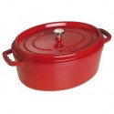 Ovale Cocotte 33 cm rot aus Gusseisen