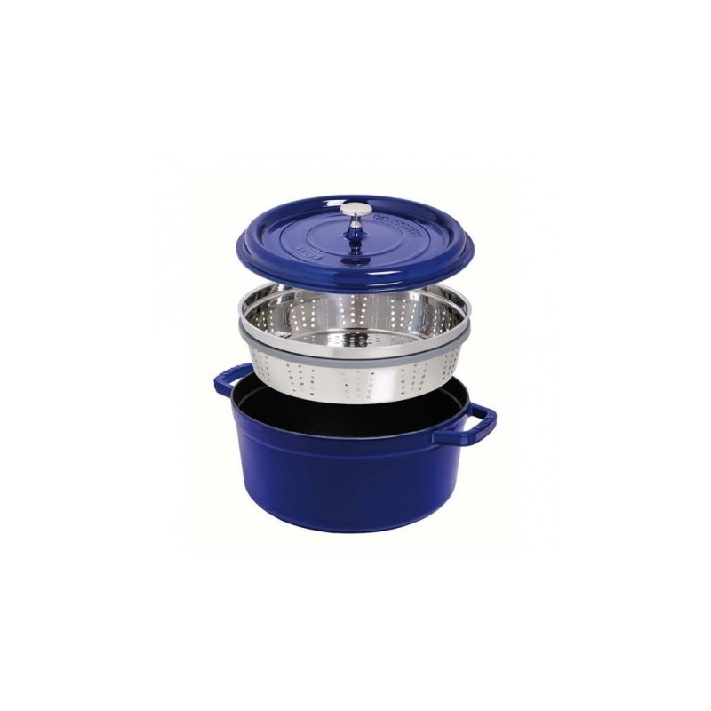Cocotte with Basket 26 cm Dark Blue in Cast Iron