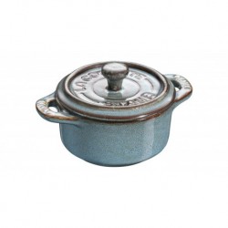 Mini Cocotte de cerámica 10 cm Turquesa antigua