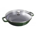 Cast Iron Wok with Glass Lid 30 cm Basil Green