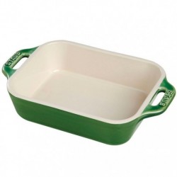 Fuente rectangular para gratinar 26 x 17 cm verde albahaca de cerámica