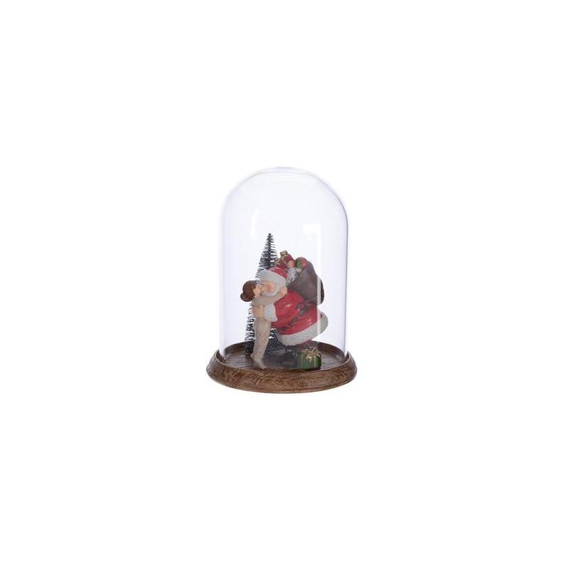 Campana de cristal con Papa Noel 16 cm