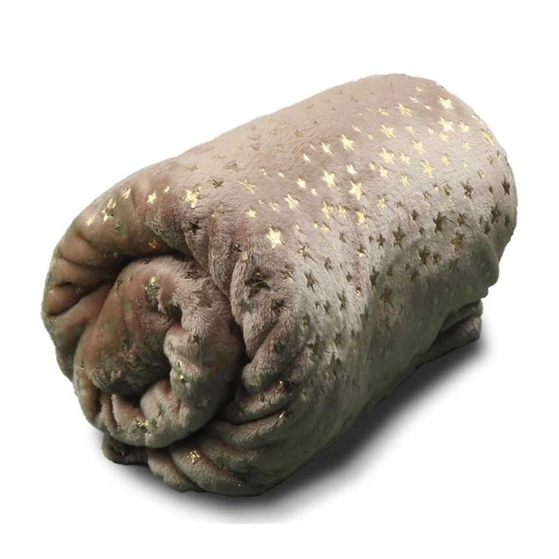 Manta a Cuadros Xmas Glitter Star 130 x 160 cm Color Taupe