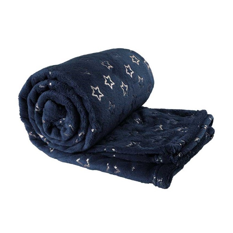 Manta a Cuadros Estrella Dorada 130 x 160 cm Color Azul Oscuro