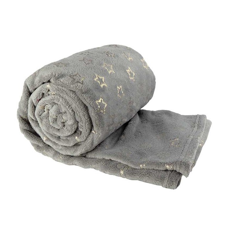 Manta a Cuadros Estrella Dorada 130 x 160 cm Color Gris Oscuro