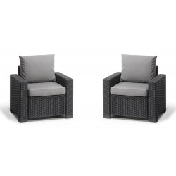 Keter 2 Sillones Con Reposabrazos CALIFORNIA Grafito