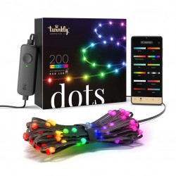 Twinkly DOTS Tira 10 m 200 Led RGB BT + WiFi Cable Negro