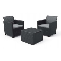 Keter Conjunto 2 Sillones + Mesita CLAIRE BALCONY SET Grafito