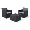 Keter Conjunto 2 Sillones + Mesita CLAIRE BALCONY SET Grafito