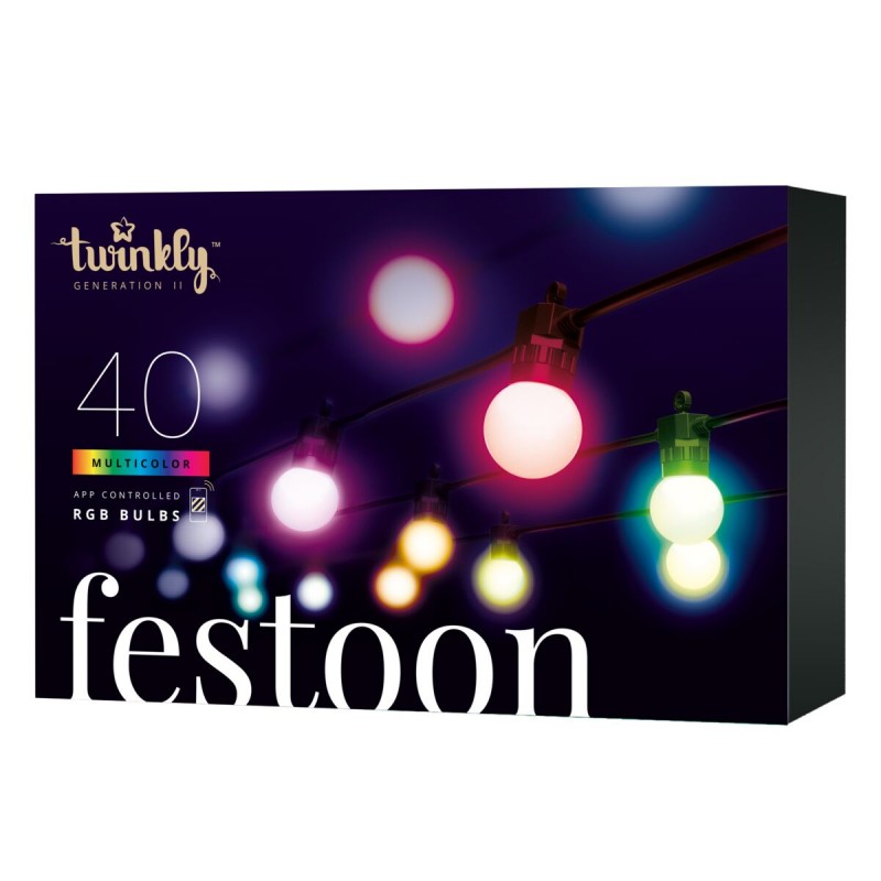 Twinkly FESTOON Party Lights 20 m 40 Bolas RGB BT + WiFi