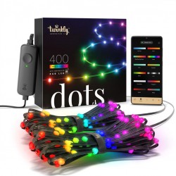 Twinkly DOTS Strip 20 m 400 Led RGB BT + WiFi Cable Negro