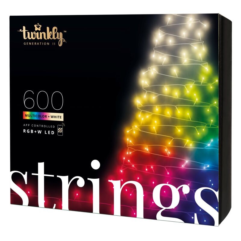 Twinkly STRINGS Christmas Lights Smart 600 Led RGBW II Generation Black Cable