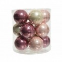 Bolas navideñas de cristal para colgar 6 cm Rosa y Perla. 15 de septiembre