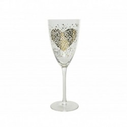 Glass goblet with heart print 23 cm