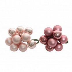 Cluster of 10 Pink Christmas Baubles 2 cm. Single piece