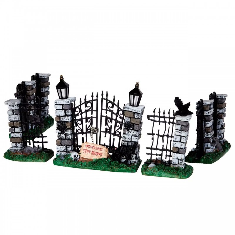 Spooky Iron Gate And Fence Set Of 5 Cod. 34606 Spooky Iron Gate And Fence Set Of 5 Cod. 34606