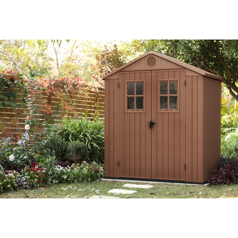 Keter Resin Garden Shed DARWIN 6x4 Wood with Front Windows