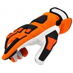 Stocker Anti-cut gloves for chainsaw 12/XXL orange, in leather
