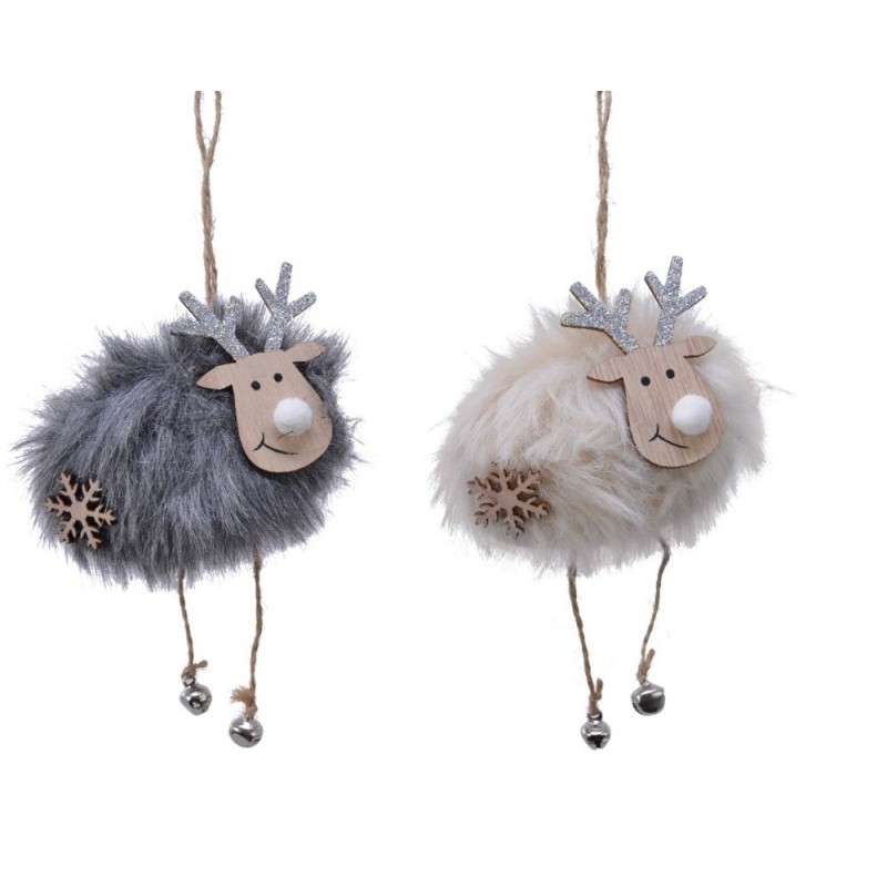Reno colgante con pelo sintético de una sola pieza