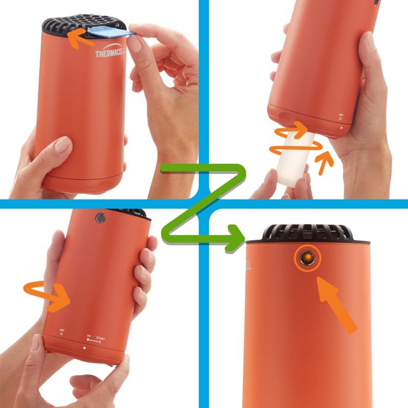 Dispositivo repelente de mosquitos Thermacell MINI HALO en color naranja cañón