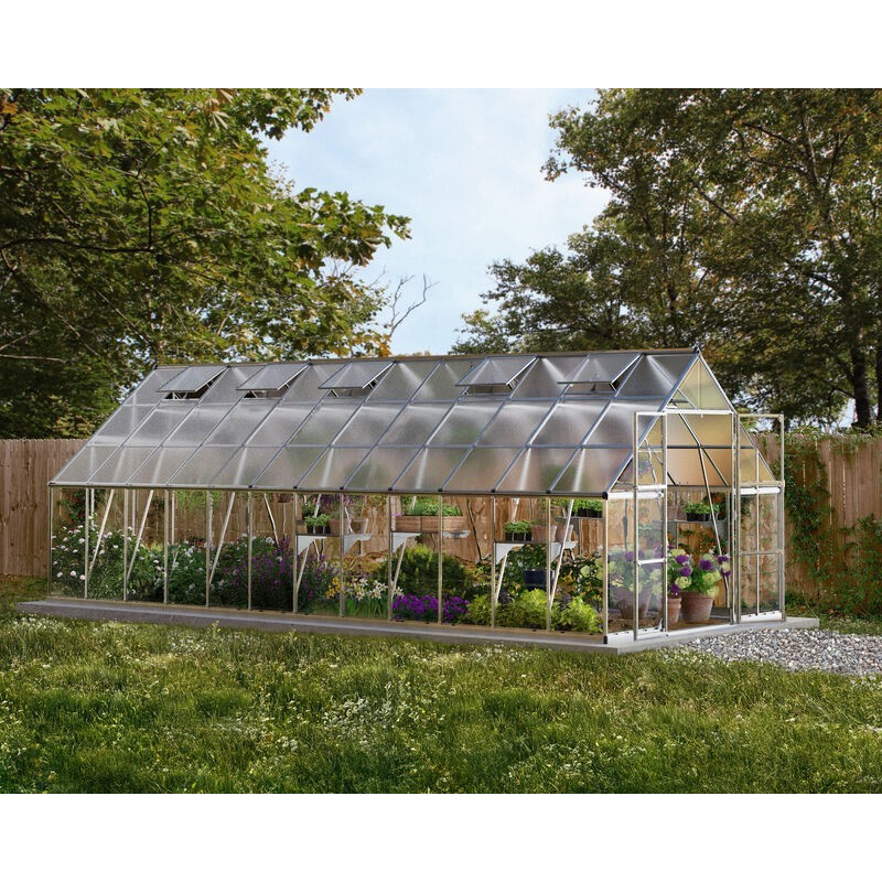 Canopia Invernadero de jardín híbrido Balance de policarbonato 724X304X257 cm plateado