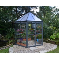 Canopia Invernadero de Jardín Oasis de Policarbonato Hexagonal 247X213X267 cm Gris