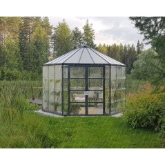 Canopia Invernadero de Jardín Oasis de Policarbonato Hexagonal 363X316X289 cm Gris