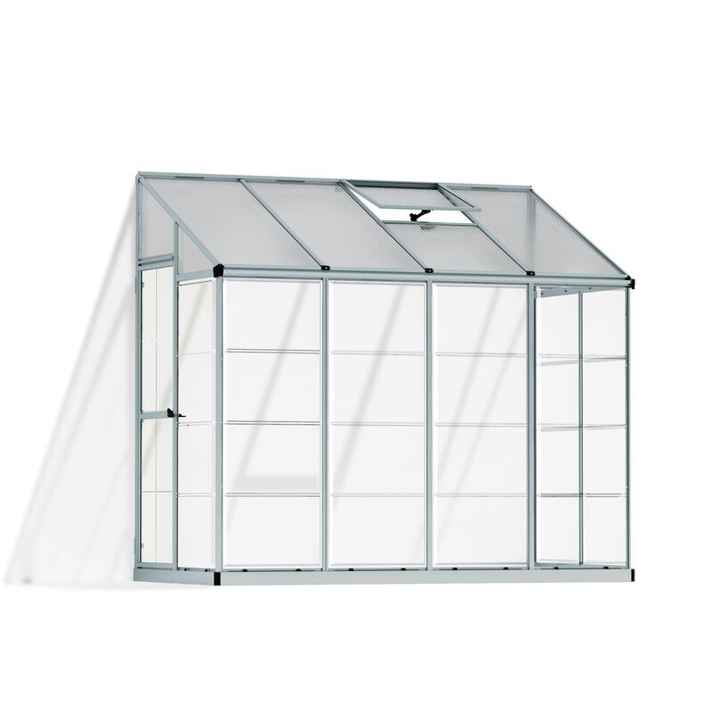 Canopia Lean-To Garden Greenhouse in Silver Polycarbonate 244X124X225 cm Hybrid