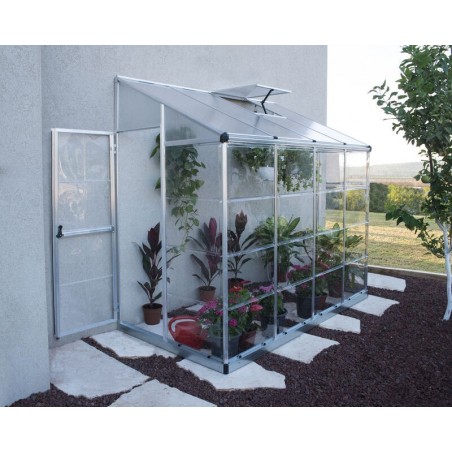 Canopia Lean-To Garden Greenhouse in Silver Polycarbonate 244X124X225 cm Hybrid