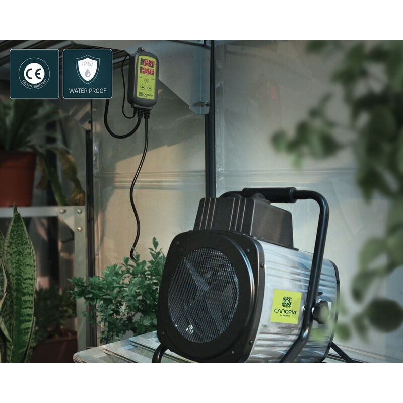 Canopia Ventilador de calefacción para invernadero con control termostático digital 2400-W