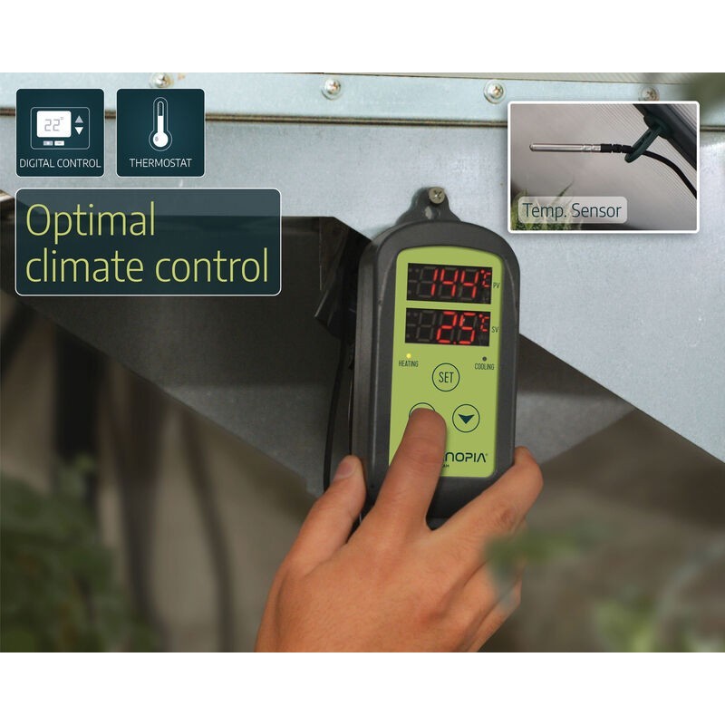 Canopia Ventilador de calefacción para invernadero con control termostático digital 2400-W