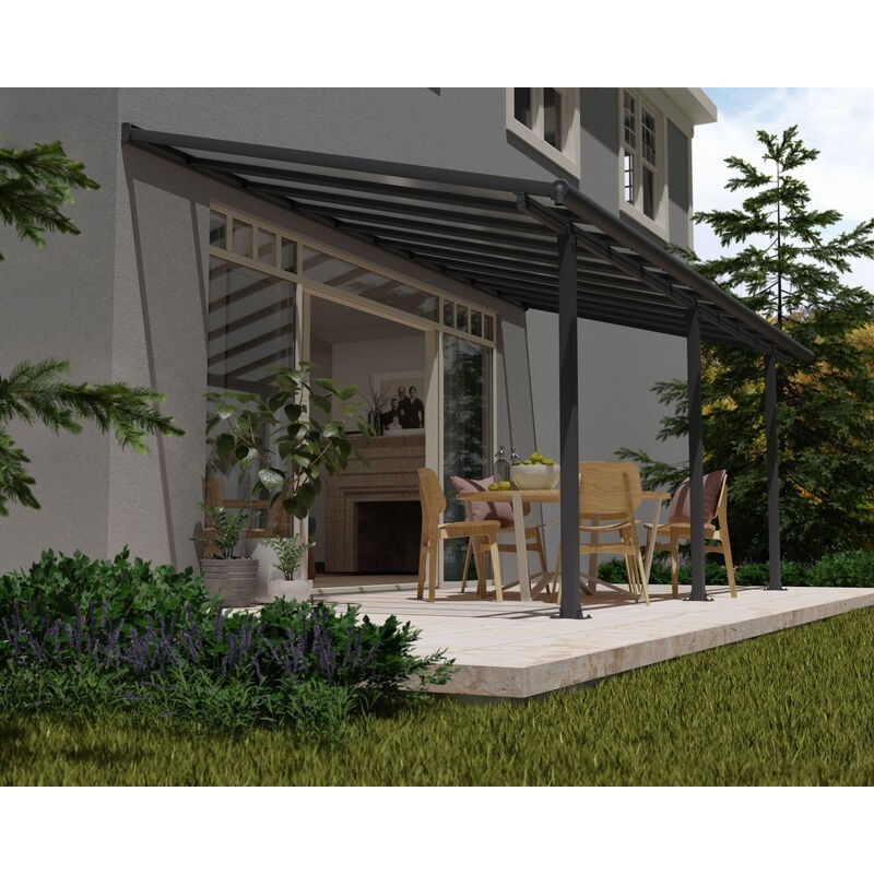 Canopia Pérgola Adosada Olympia de Aluminio 3X6,2 m Gris