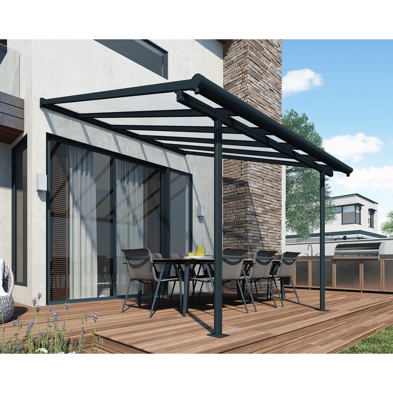 Canopia Pérgola Adosada Sierra de Aluminio 3X3 m Gris