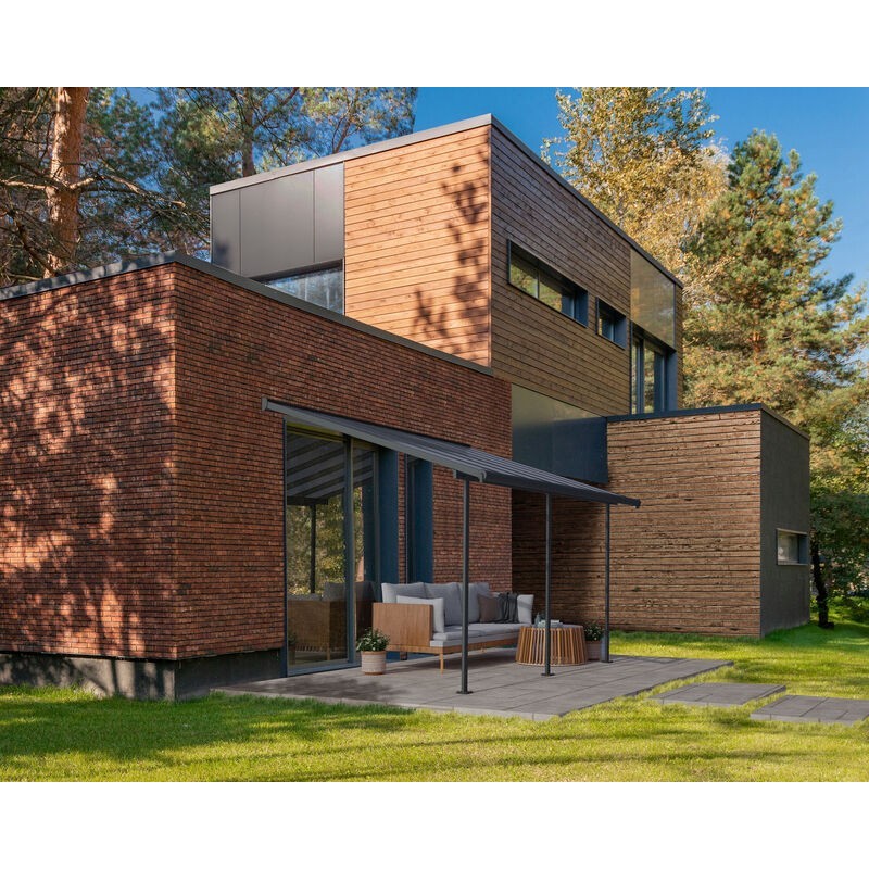 Canopia Pérgola Adosada Sierra de Aluminio 3X4,3 m Gris