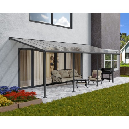 Canopia Pérgola Adosada Sierra de Aluminio 3X7,4 m Gris