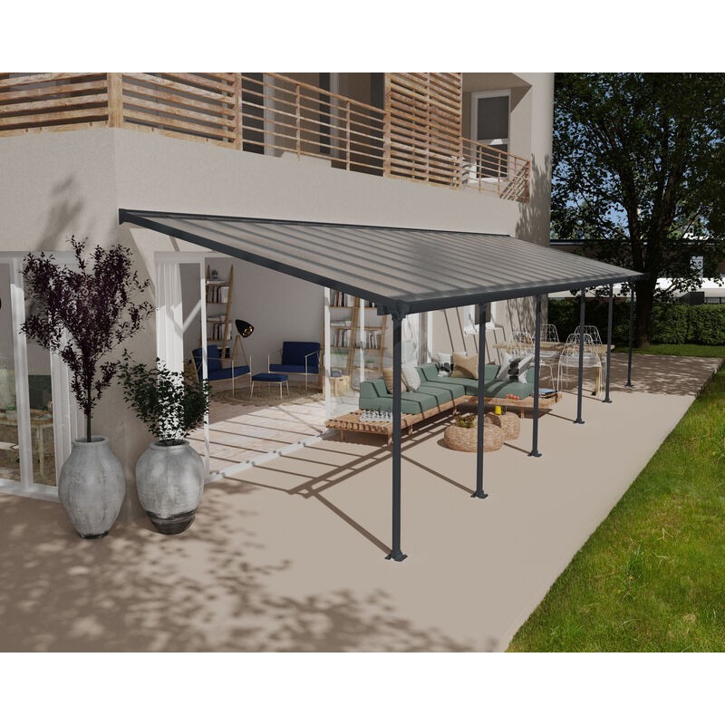 Canopia Feria Pérgola Adosada de Aluminio 3X10,4 m Gris