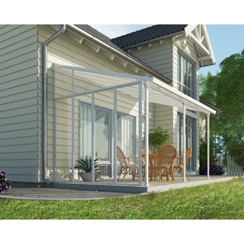 Canopia Pérgola de pared lateral 3 m Blanco Canopia Pérgola de pared lateral 3 m Blanco