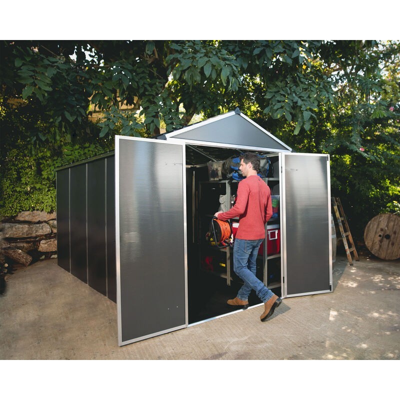 Canopia Caseta de Jardín Rubicon de Policarbonato Ultra Resistente 378X185X217 cm Gris Oscuro