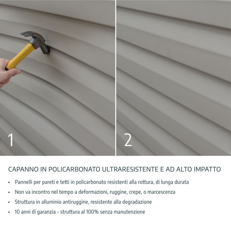 Canopia Caseta de Jardín Rubicon de Policarbonato Ultra Resistente 378X185X217 cm Gris Oscuro