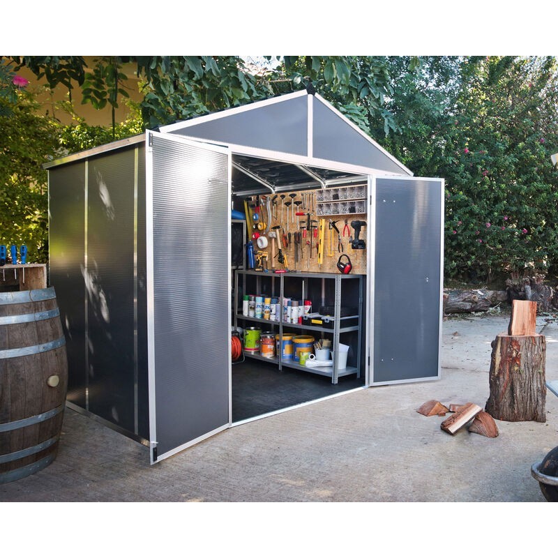 Canopia Caseta de Jardín Rubicón de Policarbonato Ultra Resistente 229X237X235 cm Gris Oscuro