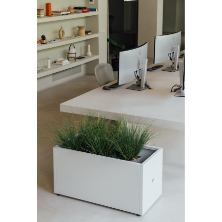 Jardinera Herstera PLANTER 50 de metal blanco 100x50x50cm