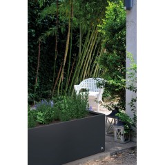 Jardinera baja Herstera PLANTER EDGE de metal color antracita 150x100x50 cm