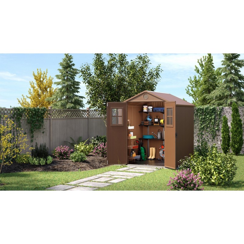 Keter Caseta de Jardín de Resina DARWIN 6x6 Wood con Ventanas Frontales Keter Caseta de Jardín de Resina DARWIN 6x6 Wood con Ventanas Frontales