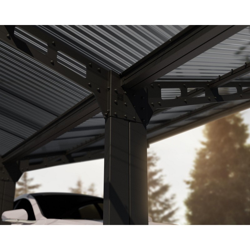 Canopia Sydney Carport Doble Techo en V Aluminio 6 x 6 m Negro