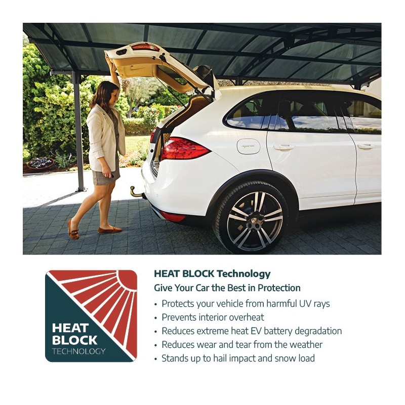 Canopia Sydney Carport Doble Techo en V Aluminio 6 x 6 m Negro