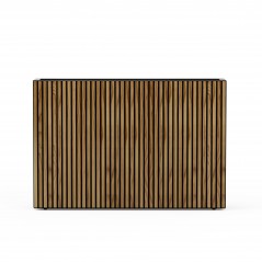 Jardinera alta Herstera DECO PLANTER DIVIDER 25 de metal negro y madera 100x25x80 cm