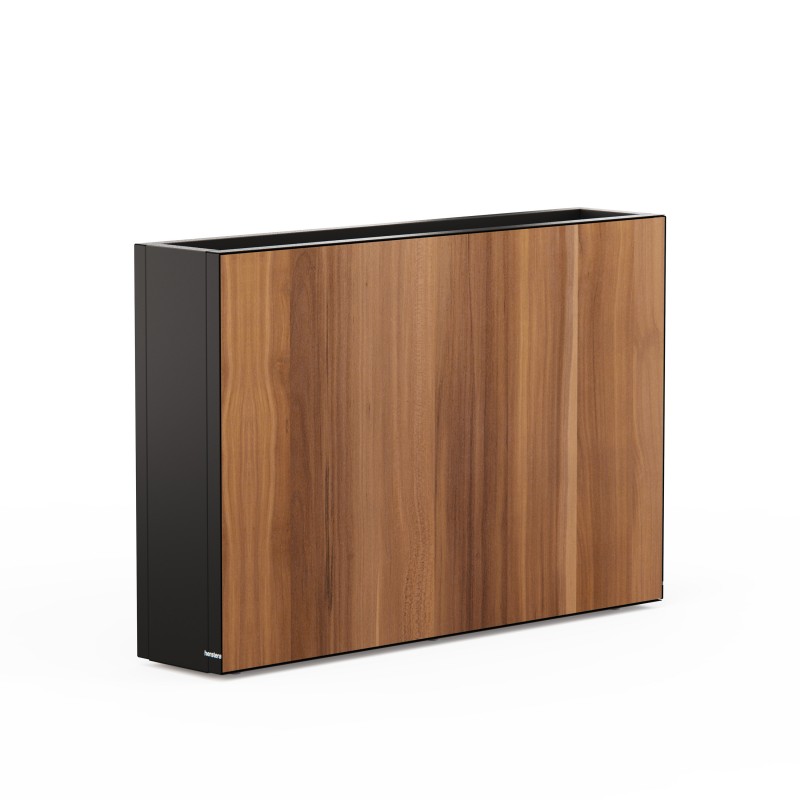 Jardinera alta Herstera DECO PLANTER DIVIDER 25 de metal negro y panel efecto madera 120x25x80 cm Jardinera alta Herstera DECO PLANTER DIVIDER 25 de metal negro y panel efecto madera 120x25x80 cm